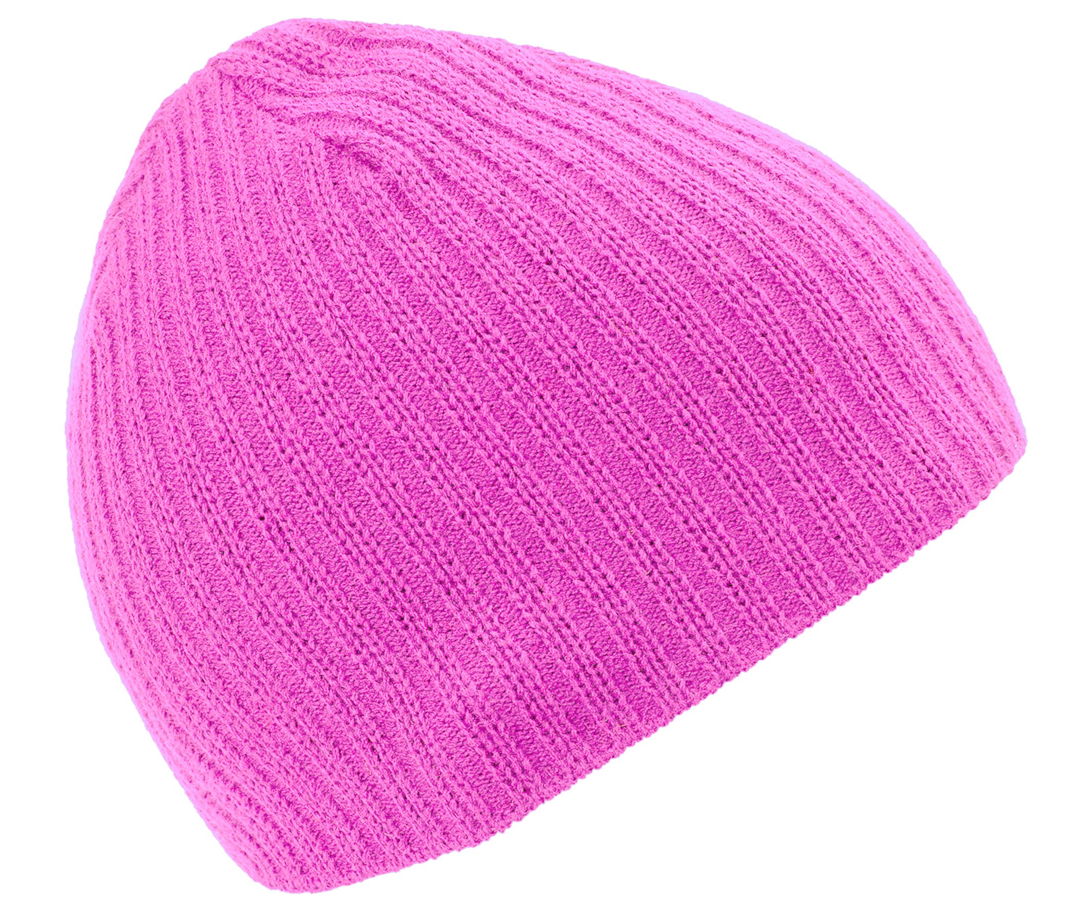 4Sold Unisex Kids A Pink Boys Girls Winter Hat Wool Knitted Beanie Fleece Cap Ski Snowboard Hats Chunky Knit Beany (Kids, Pink)