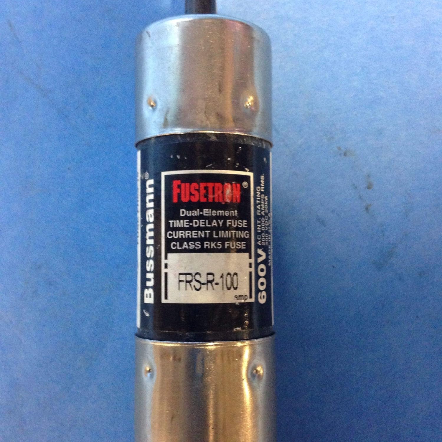 Bussmann FRS-R-100 (FRSR-100, BP/FRS-R-100) 100 Amp (100A) 600V Fusetron Dual Element Time-Delay Current Limiting Class RK5 Fuse, UL Listed