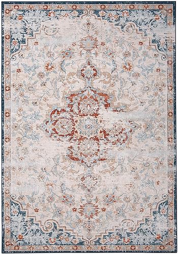 Miniatura 2 de Fashionwu Alfombra lavable de 9 x 12 pies, diseño floral, estilo bohemio, con medallones, para dormitorio, sala de estar, 9 x 12 pies, alfombra