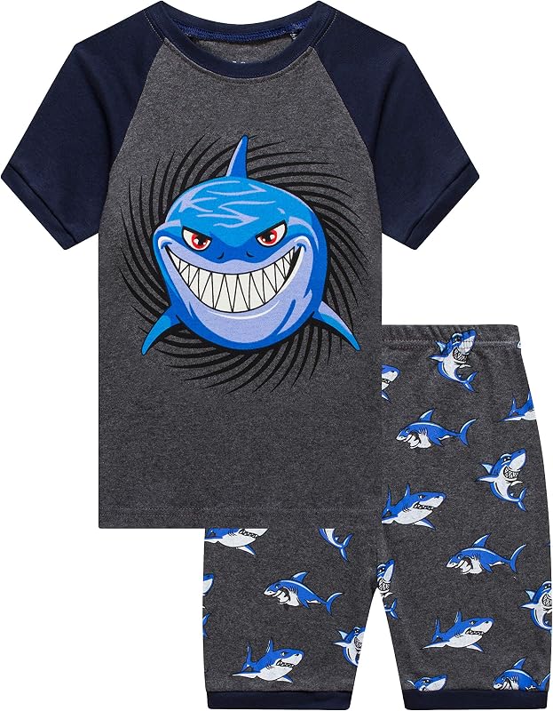 Family Feeling Little Big Boys Summer Pajamas Sets Short 100% Cotton Pjs