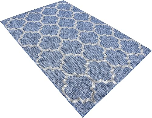 Miniatura 4 de Unique Loom Outdoor Trellis Collection - Alfombra rectangular (4 pies 1 pulgada x 6 pies 1 pulgada, rectangular, azul marinomarfil)