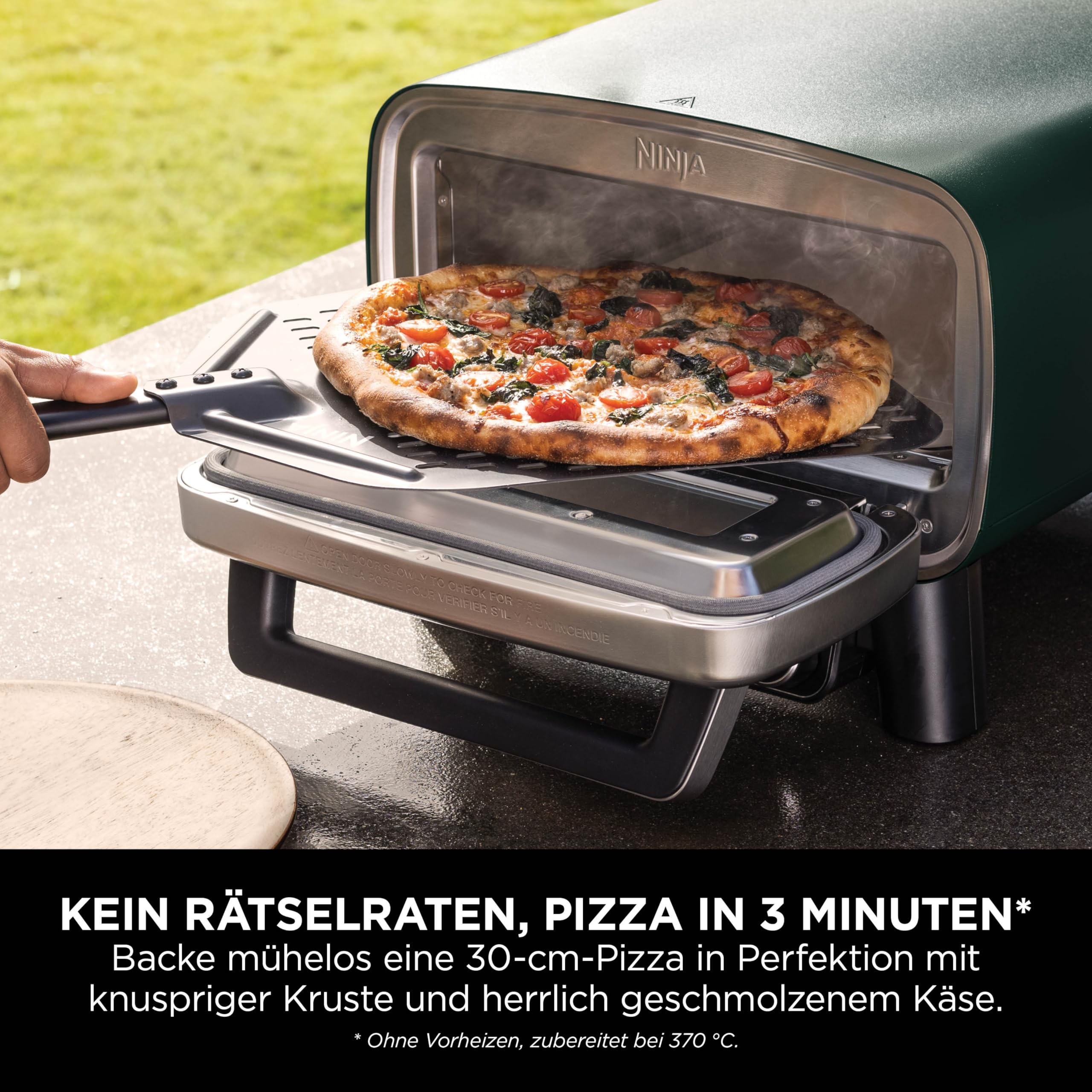 Ninja Artisan Outdoor-Pizzaofen Heißluftfritteuse 4 Funktionen 30-cm-Pizzastein Grün MO201AMZEU