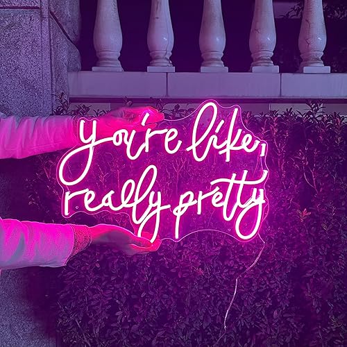 Miniatura 8 de Letrero de neón con texto en inglés You are Like Really Pretty Neón, tubo de neón rosa para decoración de despedida de soltera, cumpleaños,
