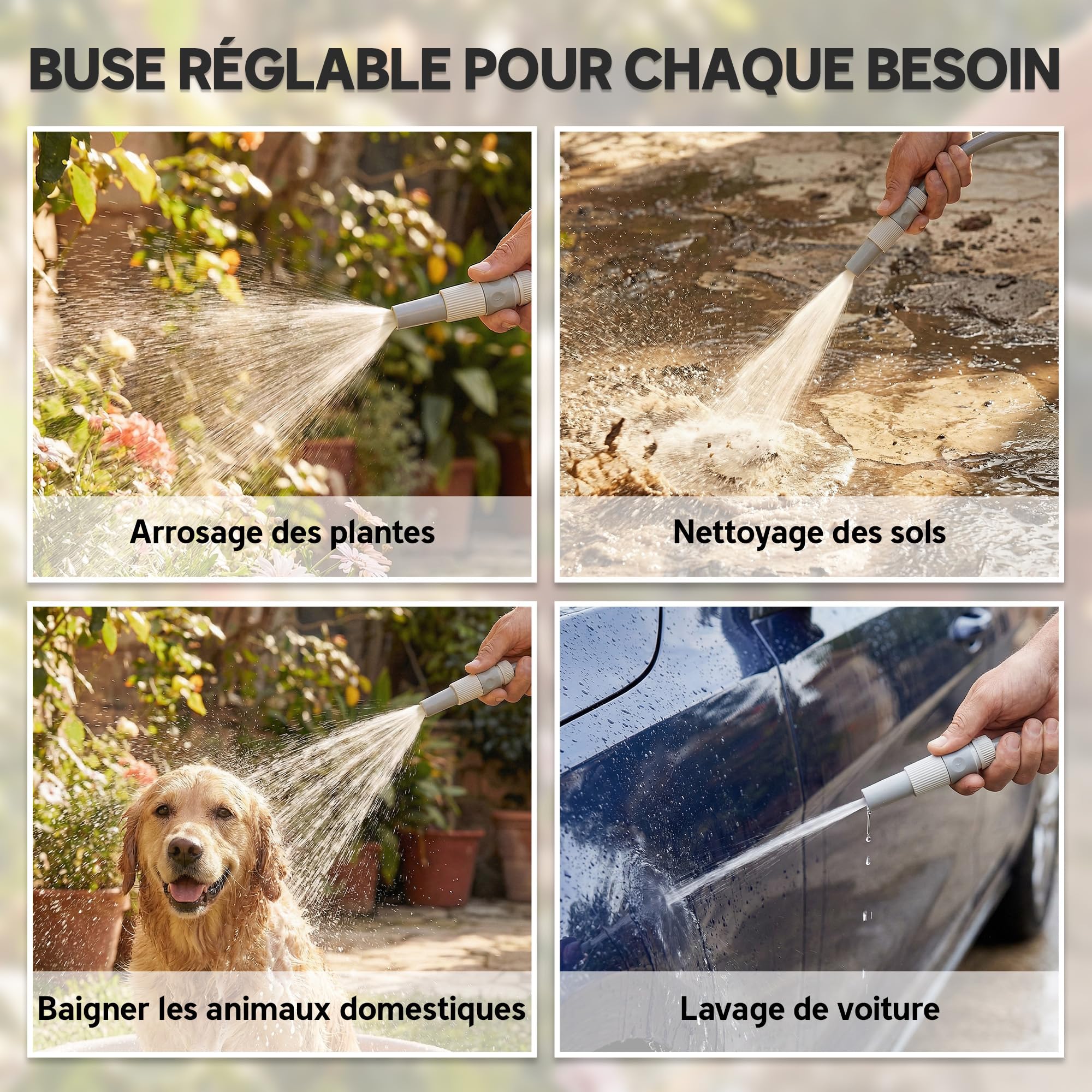 Outsunny Enrouleur Tuyau Arrosage Mural 20+2 m x Ø 15 mm Manivelle Gris | Dévidoir de Tuyaux d'Eau Portable, Buse à 2 Modes, pour Pelouse, Garage, Lavage de Voiture et Arrosage