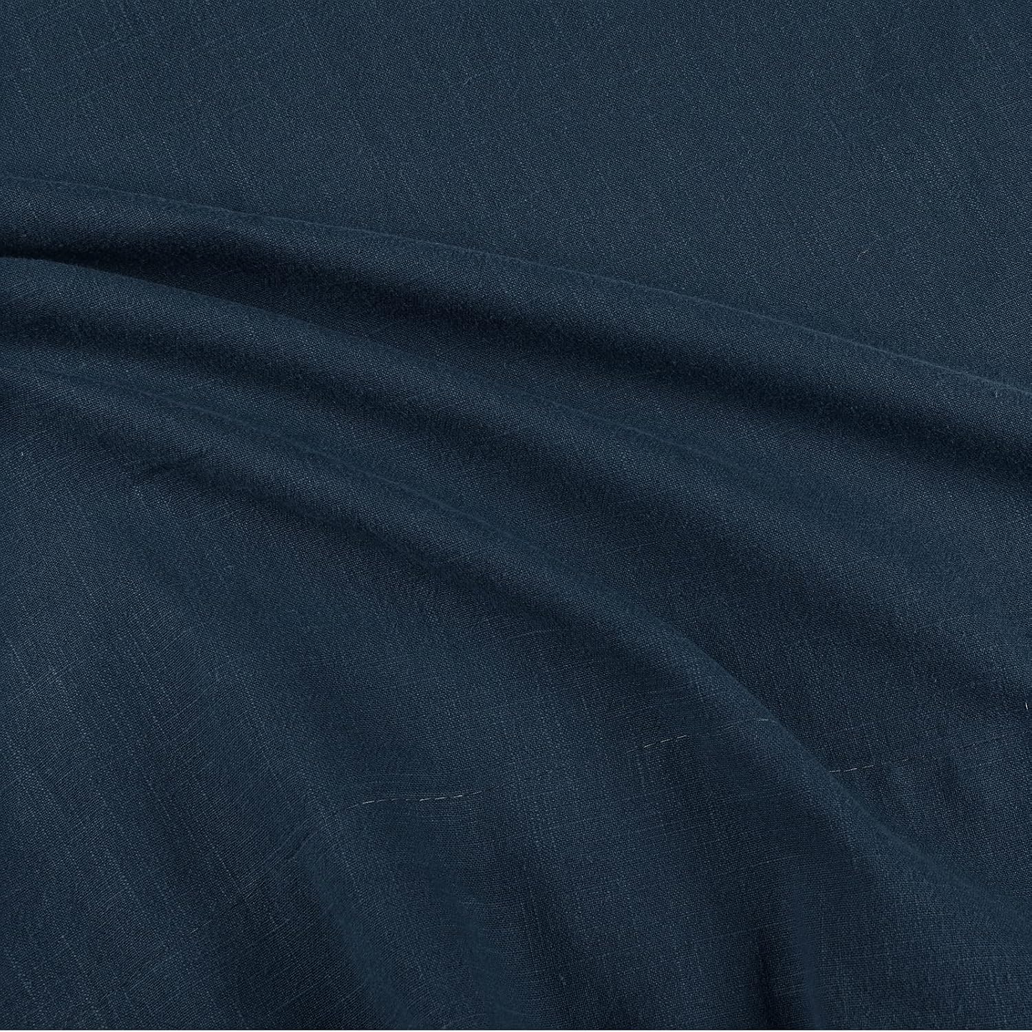 ChadMade High Ceiling 192 Inches Length Cotton Linen Curtain for Loft Window Extra Long Light Reducing Curtain Rod Pocket, Indigo Curtain Single Layer 50Wx204L (1 Panel), MAITY Collection