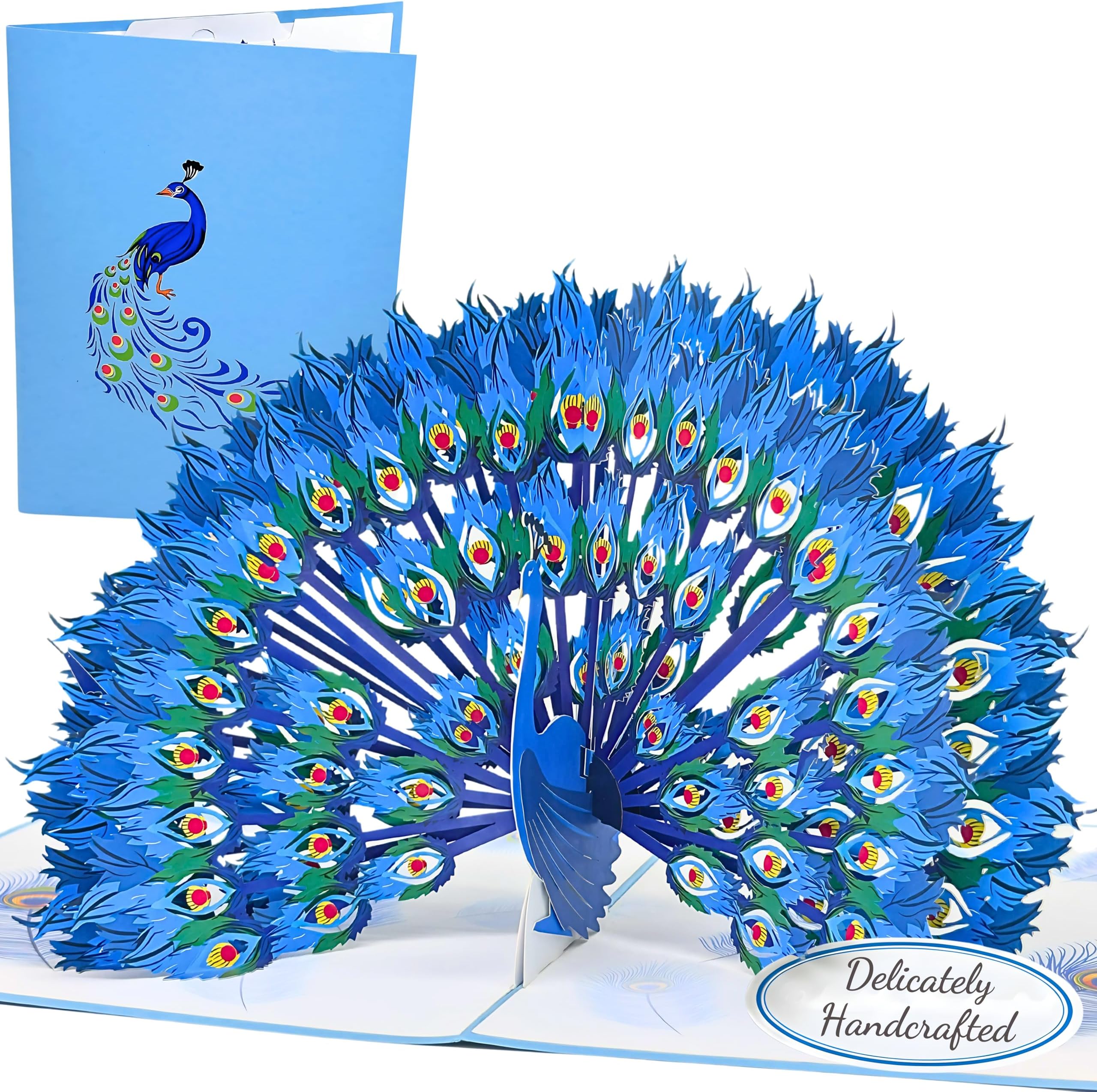 Magic Moments® Pop Up Birthday Card Proud Peacock – Handmade 3D Birthday Cards for Mum, Wife & Daughter – Personalised Greeting Card with Magical Envelope
