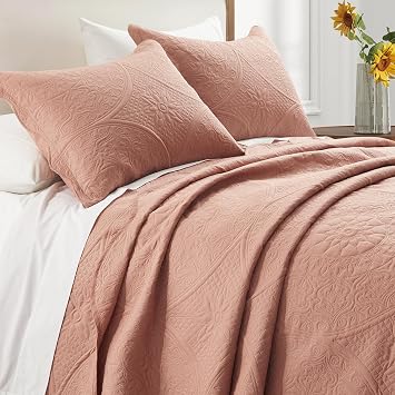 IR Imperial Rooms King Quilt Bedding Set Baby Pink Bedspread Coverlet