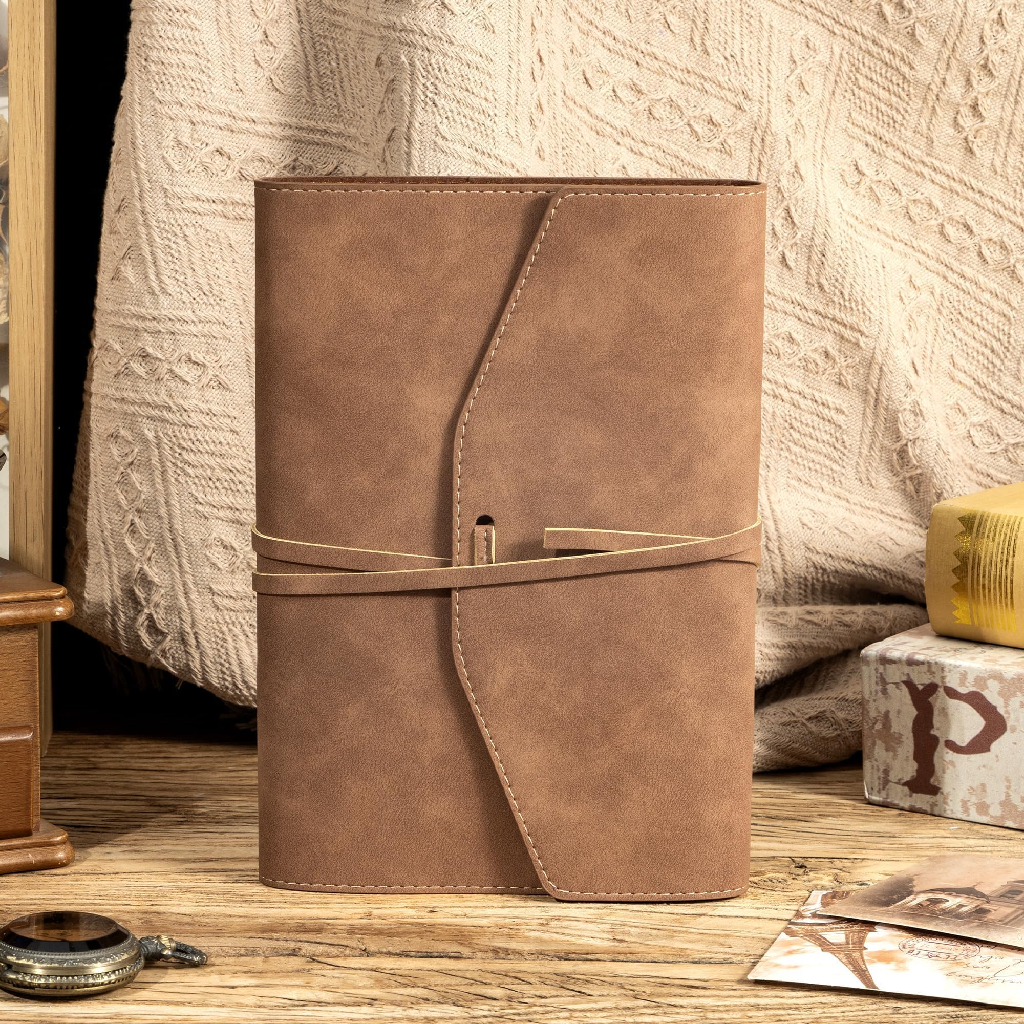 CAGIE Carnet de notes en cuir - Format A5 - Couverture rigide - Vintage - Pour homme et femme - Couverture souple - 160 pages - Livre vierge pour écrire, journal de voyage, croquis, scrapbooking - 160