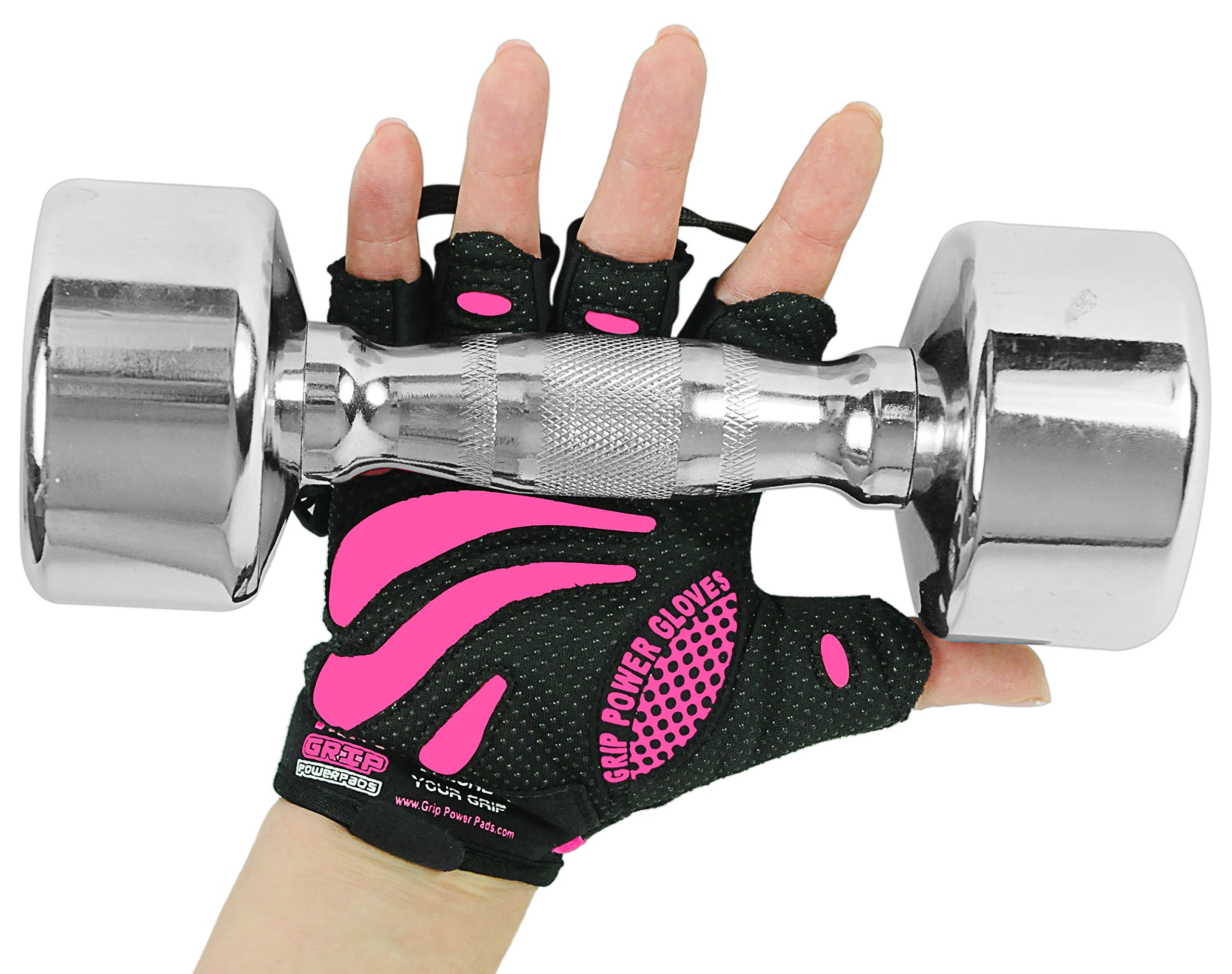 Guanti palestra, per sollevamento pesi da donna Mimi, proteggono le mani e migliorano la presa, colore rosa e nero, facili da mettere e togliere, misura regolabile, Pink