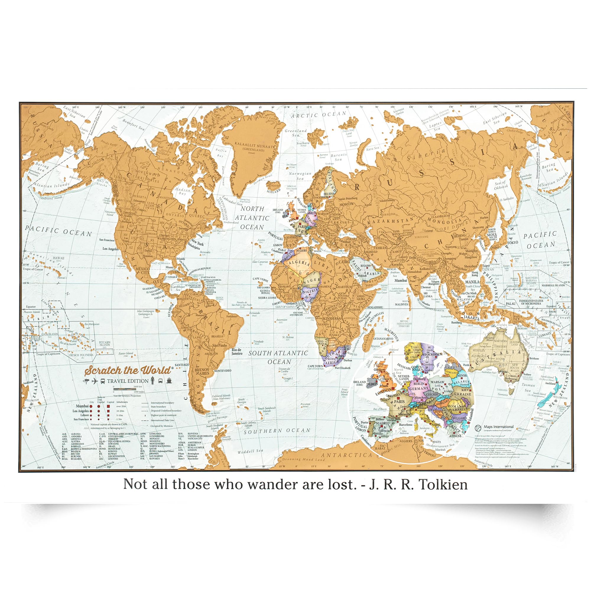 Personalised Scratch the World® travel edition map print - travel sized 42.0 (w) x 29.7 (h) cm