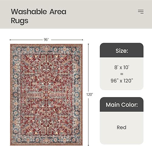 Miniatura 9 de Valenrug Alfombra lavable de 6 x 9 pulgadas, ultrafina, colección antigua, resistente a las manchas, para sala de estar, dormitorio, alfombra