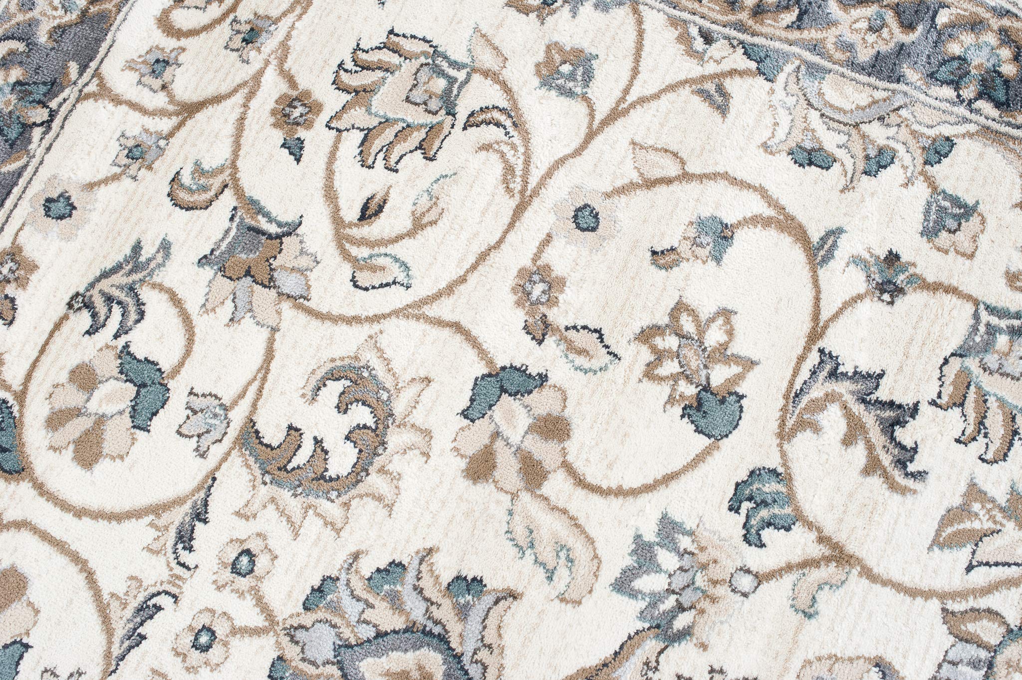 TAPISO Dubai Tappeto Tradizionale Pelo Corto Soggiorno Design Classico Motivo Floreale Ornamenti tonalità Crema Grigio Salotto Sala Camera Ufficio Oeko-Tex 160 x 220 cm