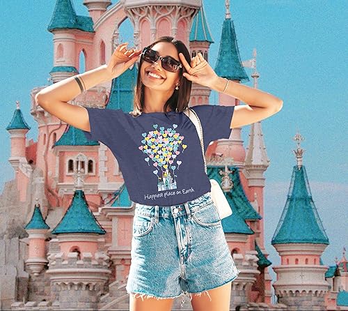 Miniatura 7 de Camisas mágicas para mujer, camisa Magic Kingdom, camiseta de manga corta con el lugar más feliz de la tierra, camiseta de vacaciones familiares