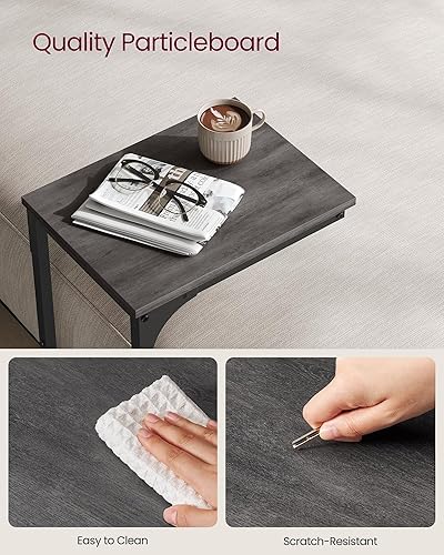 Miniatura 5 de VASAGLE Mesa auxiliar en forma de C, mesa auxiliar pequeña para sofá, mesa de sofá con marco de metal para sala de estar, dormitorio, mesita de