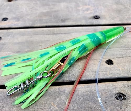 Miniatura 13 de Lobo Lures Add-a-Bird - Señuelo giratorio de arrastre con cadena de margarita, 400 libras y sacacorchos de 750 libras Resplandor verde/LUMO,Azul