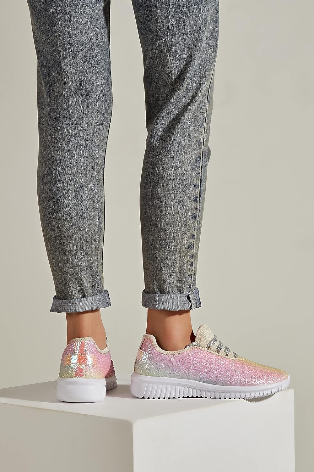 K KIP WOK Fashion Glitter Sneakers for Womens Silp On Running Shoes Lightweigt Tennis Walking Sneakers - Image 7