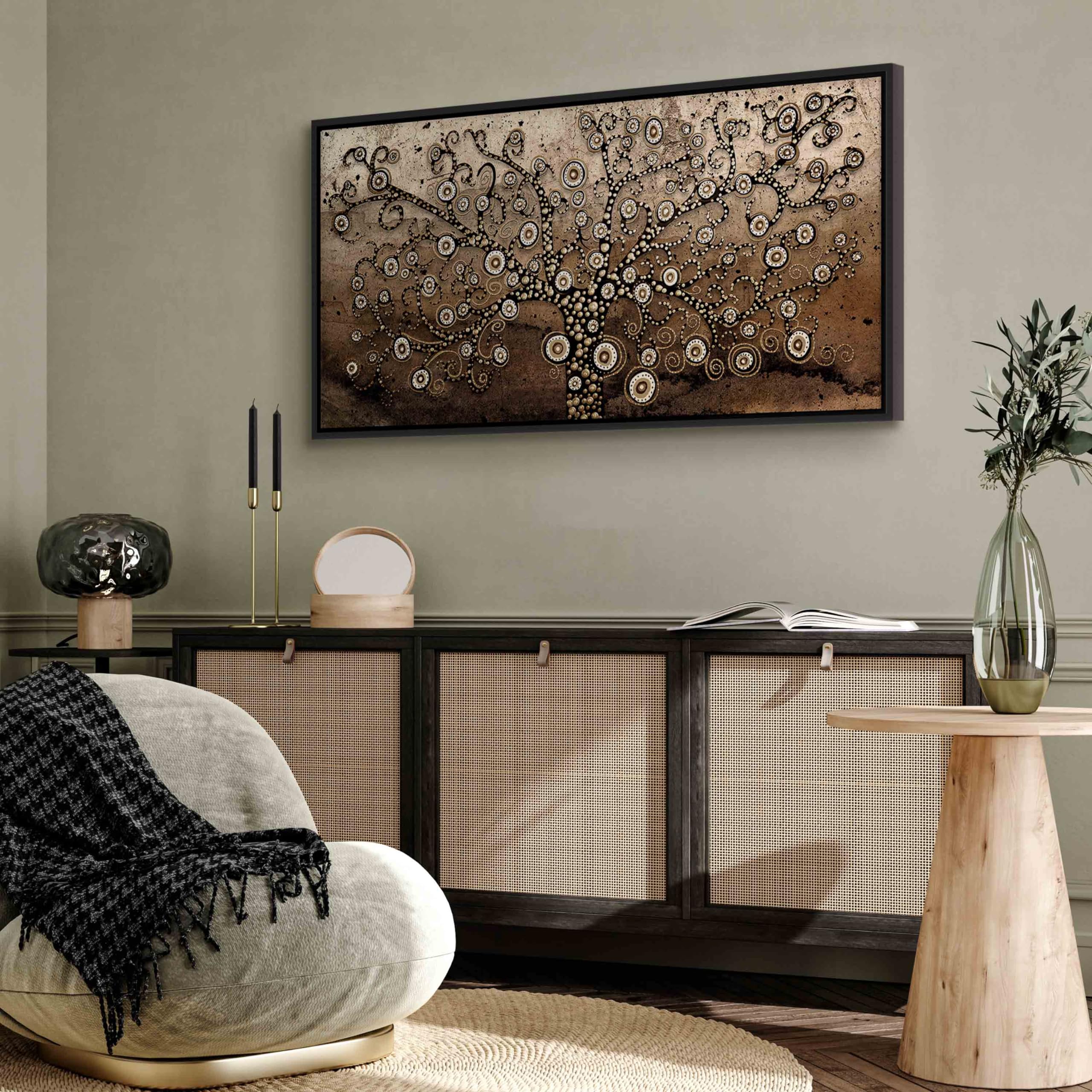 murando - Grand Tableau avec Cadre Chambre, Arbre des Souvenirs, 120x60 cm
