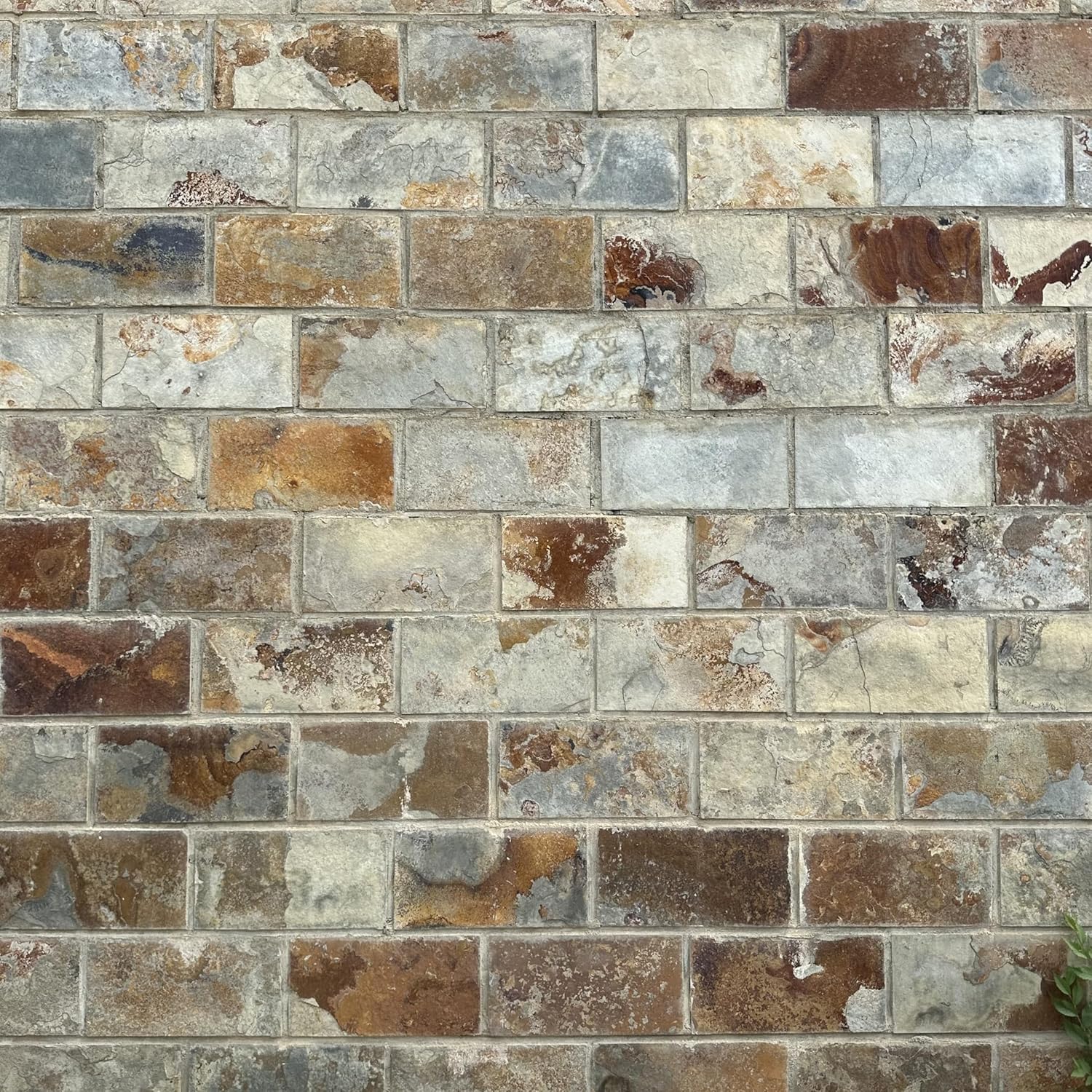 Generic Autumn Rustic Multicolor Slate Cultured Stone extrior Stone siding Panel Villa Ledge Stone (3.937×7.874in, Square Feet, 100), Brown tan and orange