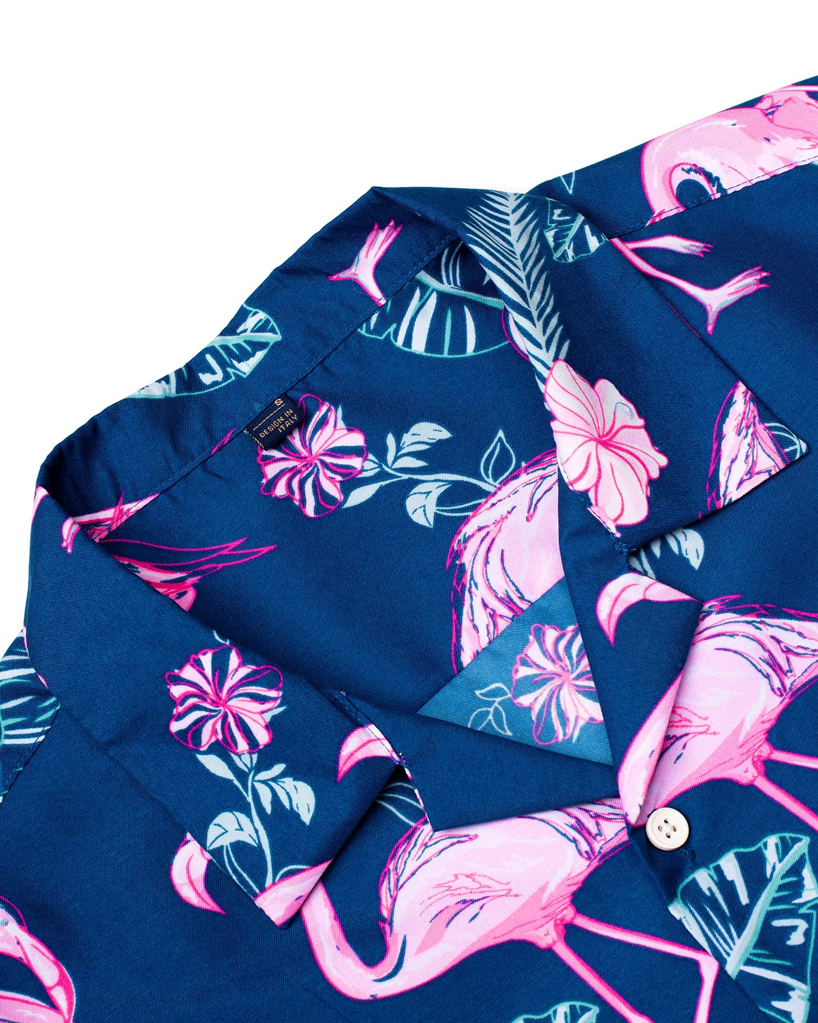 J.VER Herren Hawaiihemd Kurzarm Party Hemd Casual Flamingo Floral Strandhemd Bügelfrei Button Down Kurzarm Hawaii Shirt und Shorts Faltenfrei Urlaub Hemd Set