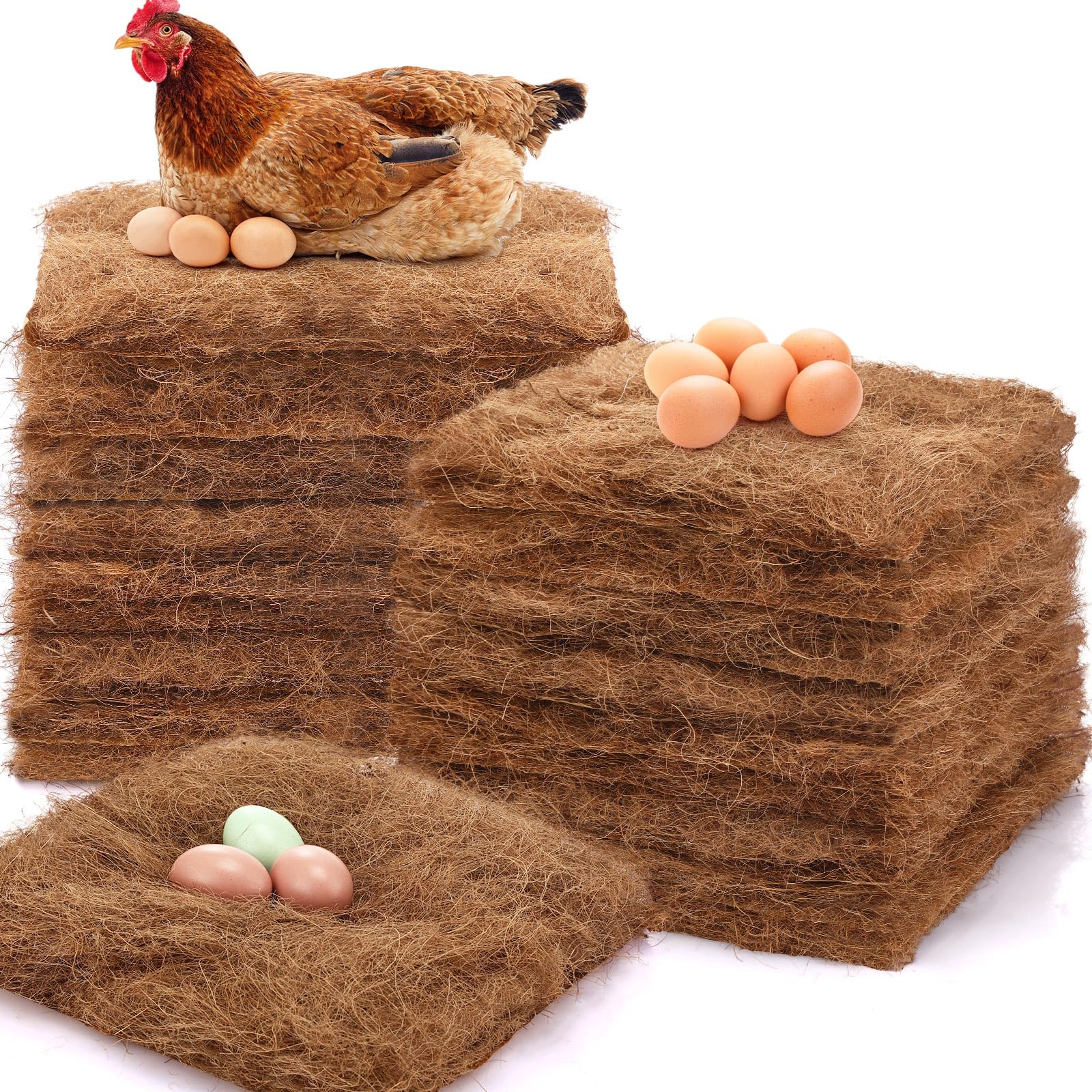 Yerliker 6 Pack Chicken Nest Box Pads Laying Hen Nesting Box Liners Nesting Pads Natural Coconut Fiber for Chicken Coop Bedding Fit Most Nest Boxes