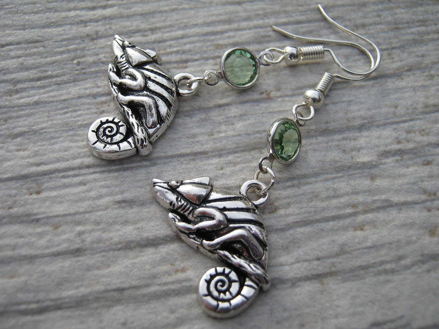 Chameleon Birthstone Earrings, Personalized Reptile Earrings, Chamaeleon Jewelry, Nature