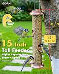 iBorn Metal Bird Feeders Brushed Copper Wild Bird Feeder for Outdoors Hanging All Metal Brushed Copper Finishing 15 Inch 6 Port,Pack of 1(Seed is not Included)