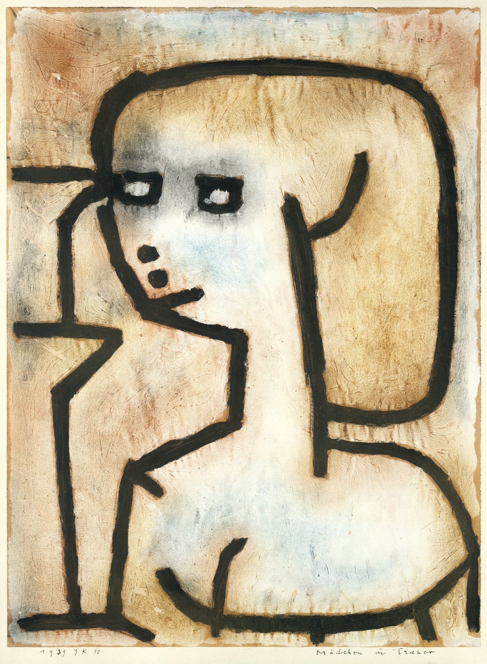 Oeuvre Paul Klee Girl in Mourning grand tableau contre murs vides