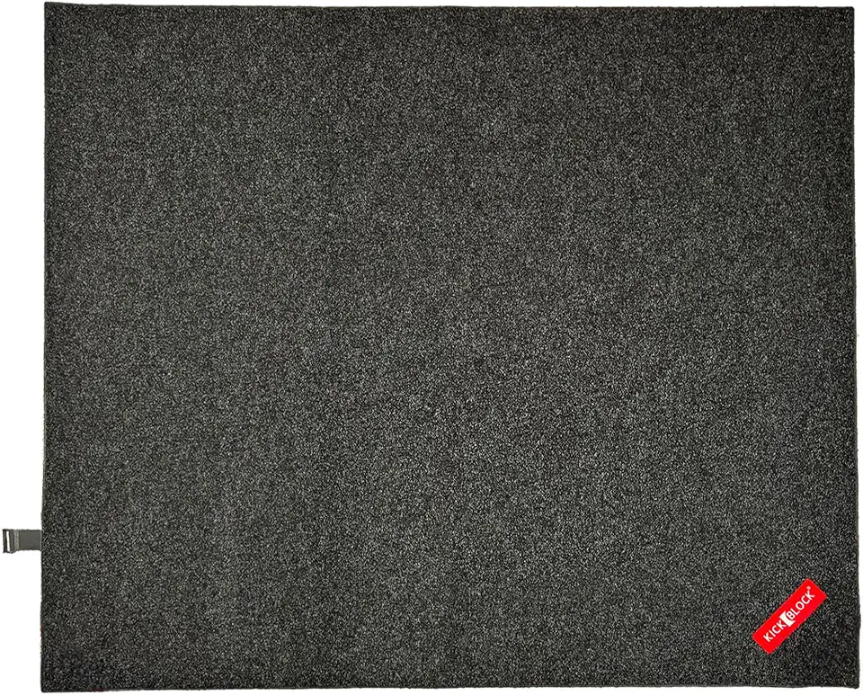 KickBlock Tapete de tambor de 1,80 m x 1,60 m – Suporte de borracha antiderrapante com bolsa incluída – Tapete de bateria para kits acústicos e eletrônicos – Dobrável compacto para viagens – Tapete de