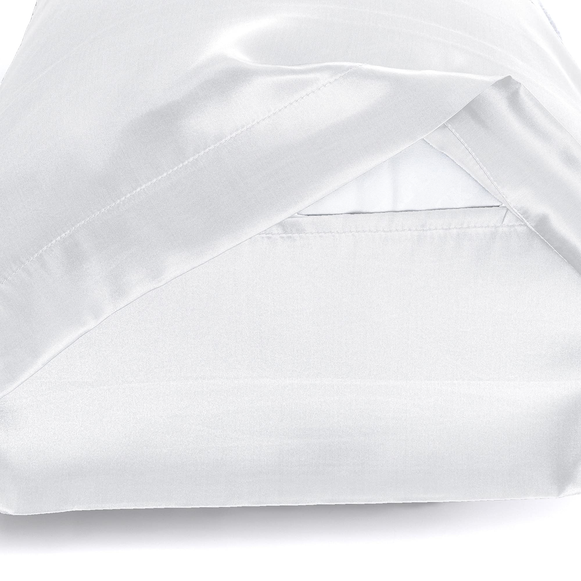 Set di 2 Federe in Raso 50 x 80 cm Bianco, Federa Cuscino Letto Morbida e Setosa al Tatto, Chiusura a Busta, Antiacaro e Ipoallergico, Protezione Capelli e Pelle & Antirughe