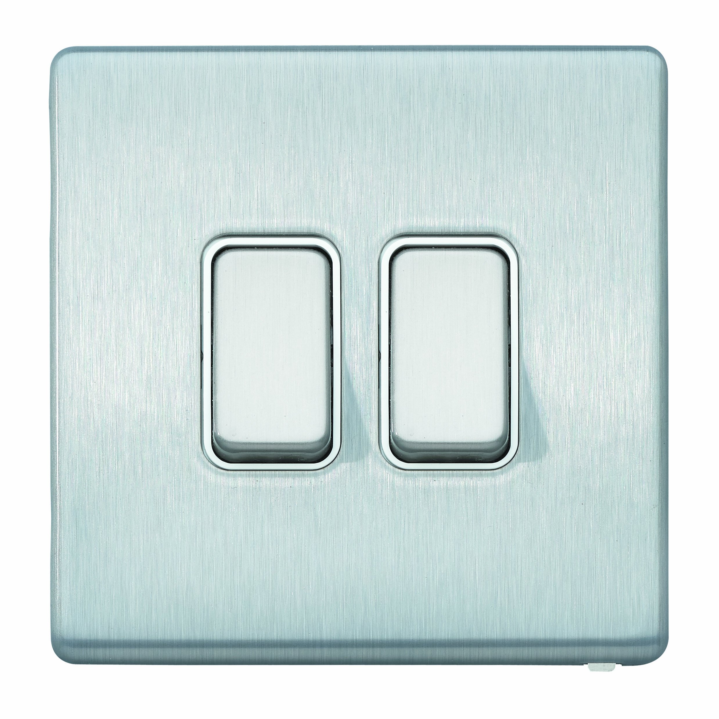 MKAspect K24372BRCW 20A 2-Way Double Plateswitch Single Pole - Brushed Chrome