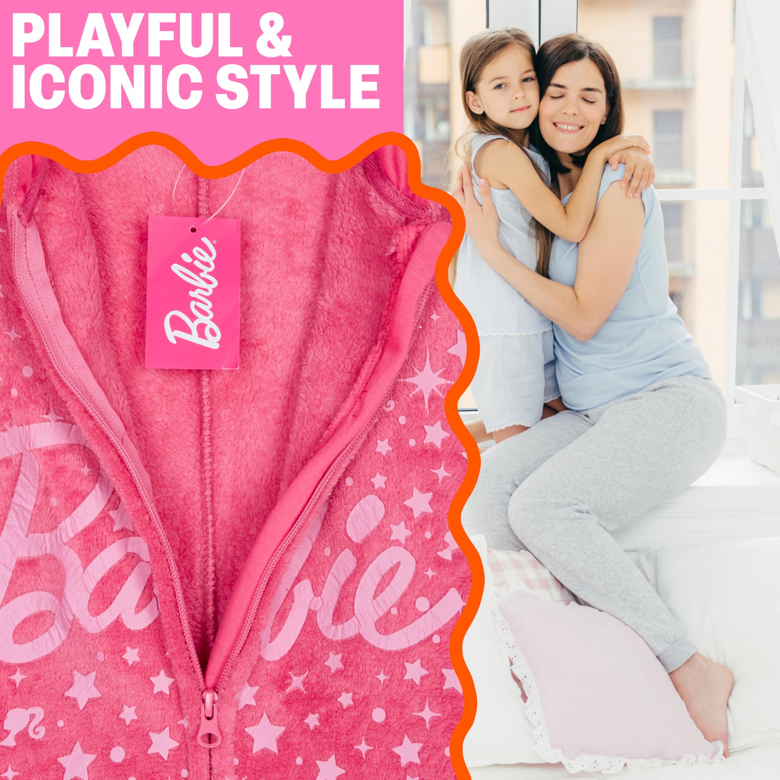 Barbie Combinaison Pyjama Fille, Pilou Pilou Enfant Polaire, Surpyjama avec Capuche - Cadeau Fille et Ado