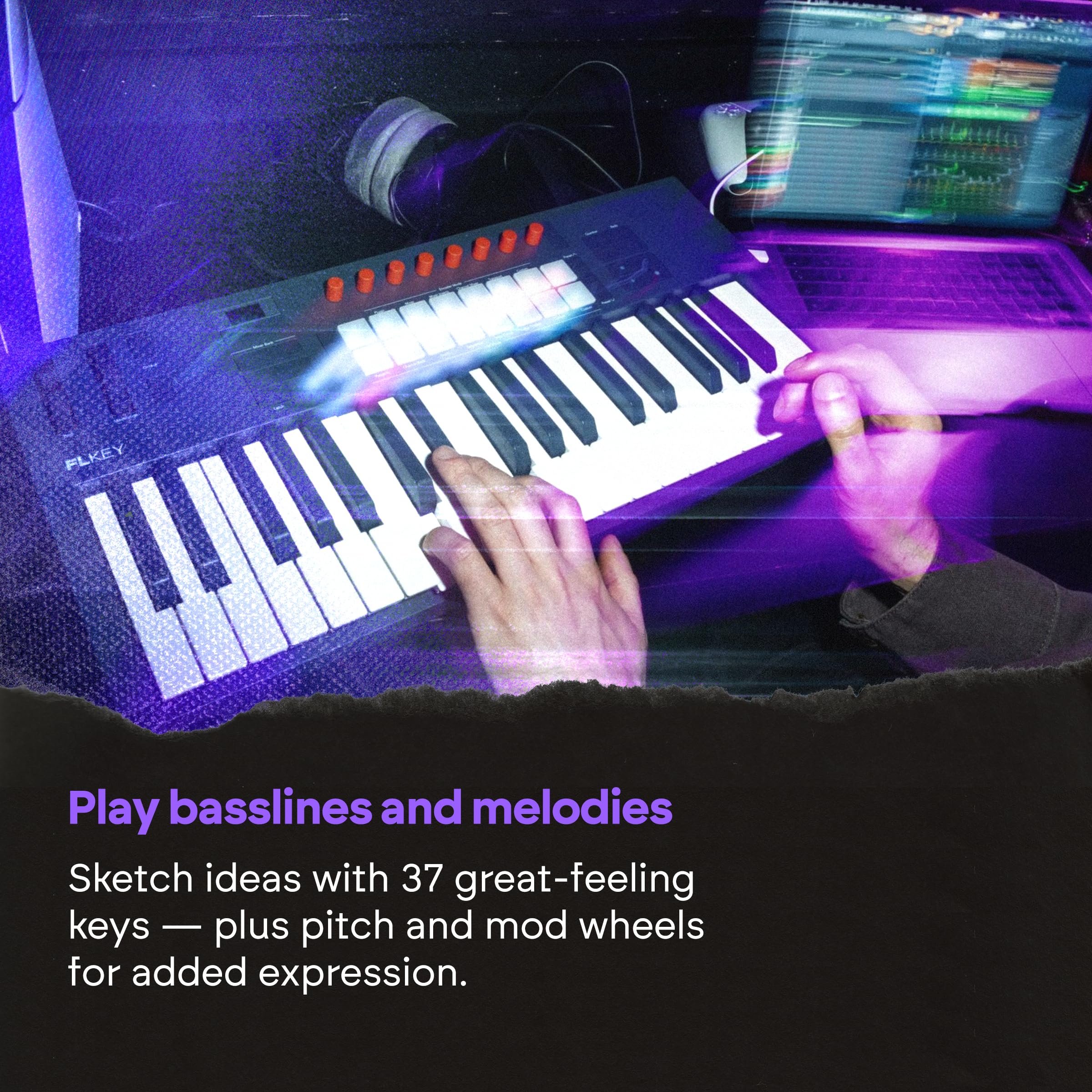 Novation FLkey 2 37 — Controller MIDI a tastiera per FL Studio. Crea ritmi con tasti full size, USB, rotelle di pitch e modulazione, 16 pad, arpeggiatore e sei mesi di FL Studio