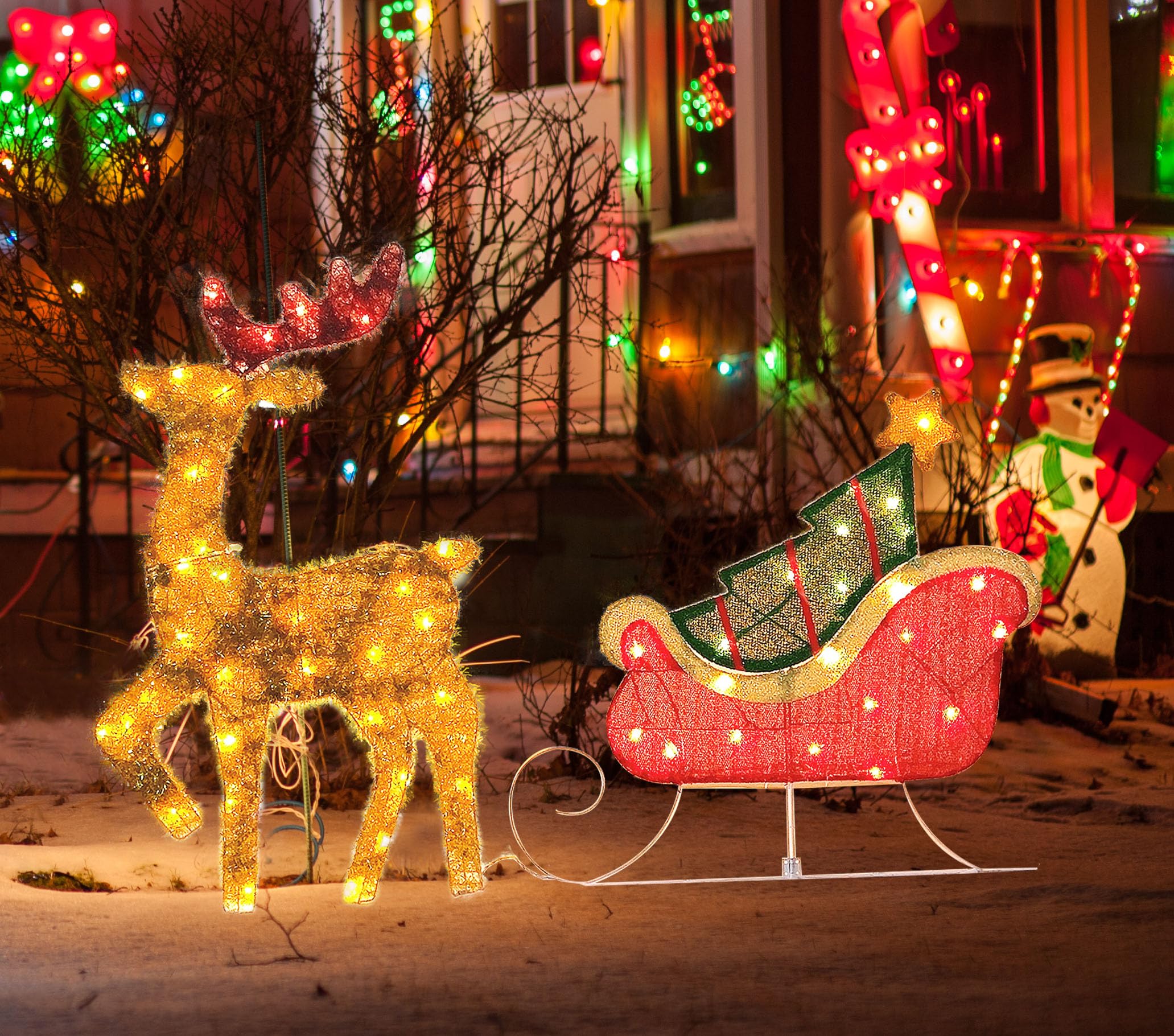 Plastic Santa Sleigh Lawn Decorations Outdoors Outdoor Santa Claus