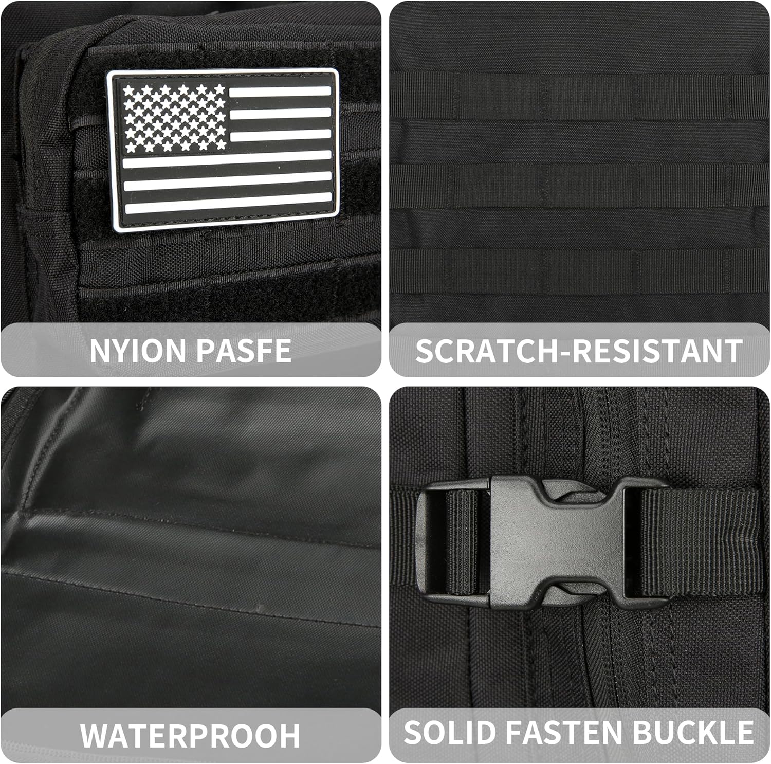 45L Military Tactical Backpacks 3 Days Assault Pack Bag Fitness Rucksack 3 Day Bug Out Bag Hiking Treeking Molle Daypack (Black)