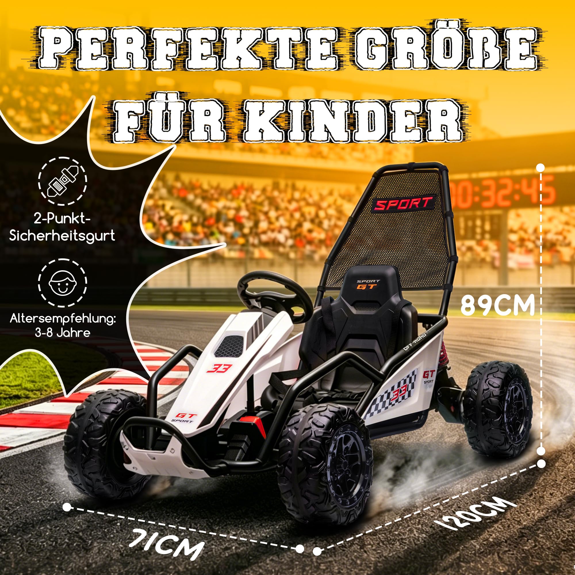 24V Kinder Elektro Gokart, Schwarz