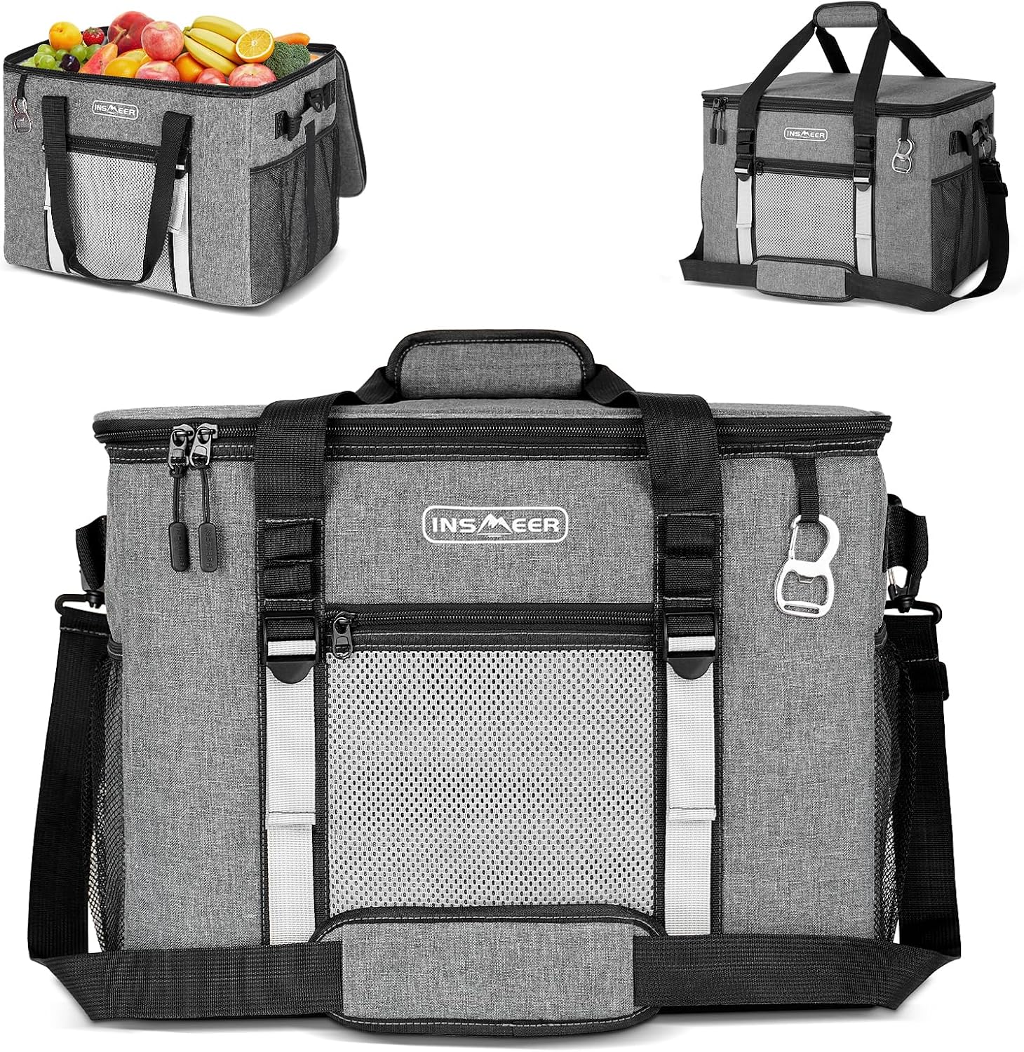 INSMEER K hltasche Gro  50 l K hltaschen Faltbar f r 80 Dosen Faltbare/Auslaufsicher mit  ffner Picknicktasche/K hlbox Gross f r Camping Strand Picknick Familienausfl ge f r 4 Personen