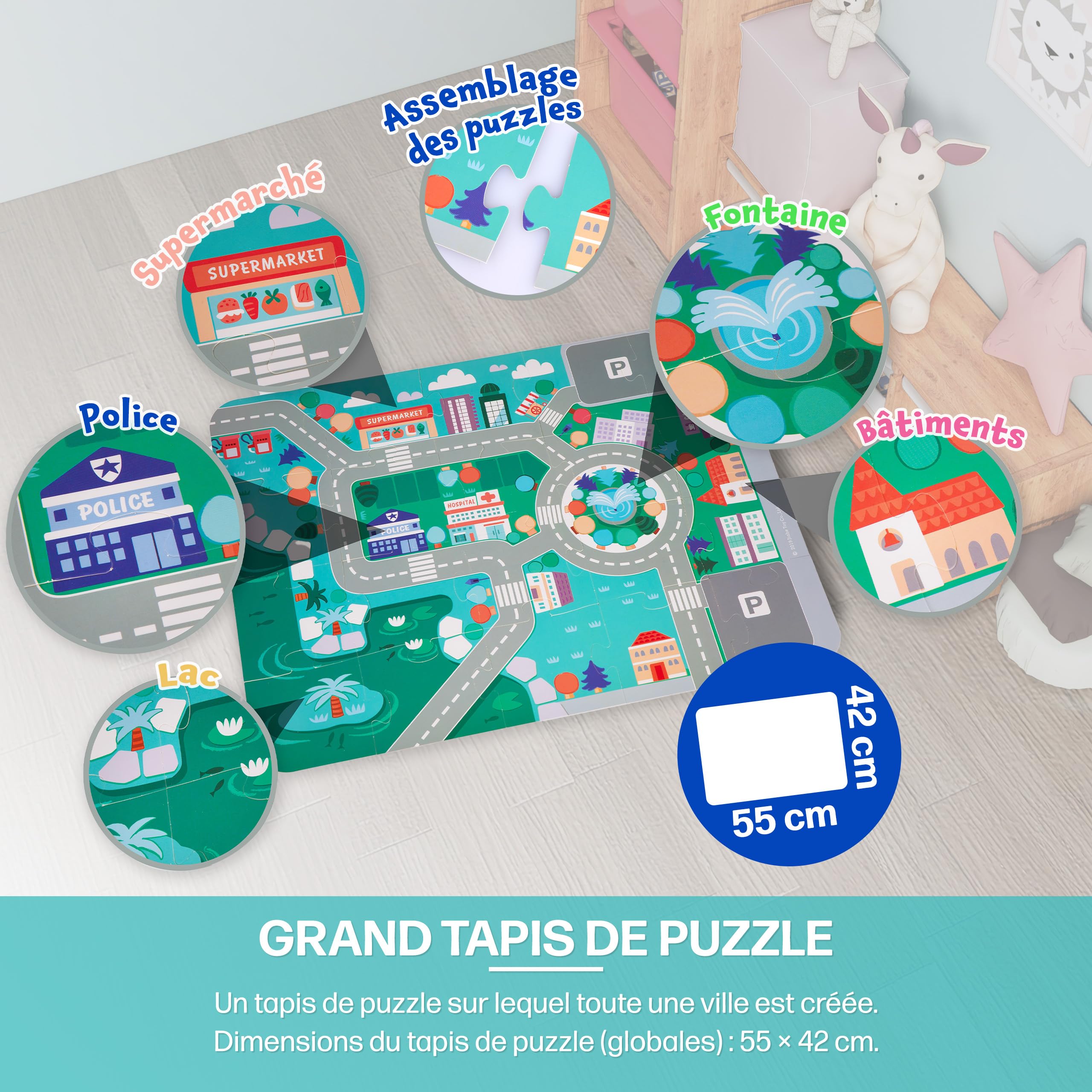 Kinderplay Green Series 115 Elements Jeux de Construction 2 Ans | Cubes en Bois pour Jouer - Bloc de Construction Bois | Jeu Route | Ville | Jeu de Construction | Jeux Construction, KP8464