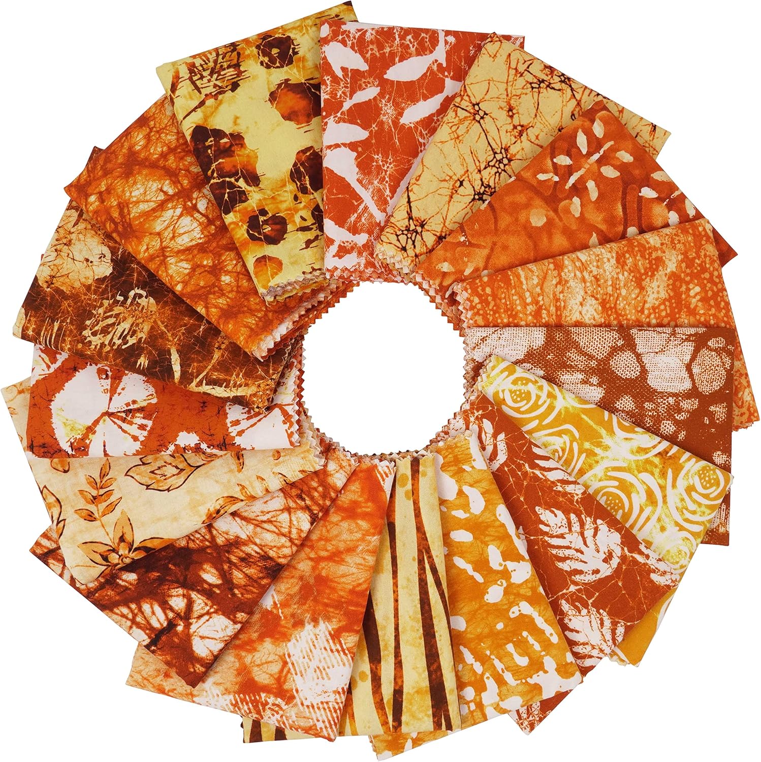 Soimoi 16 Pc Fat Quarter Bundle, Batik Print 18"x 22" DIY Patchwork- 100% Cotton Pre-Cut Quilting Fabric Orange