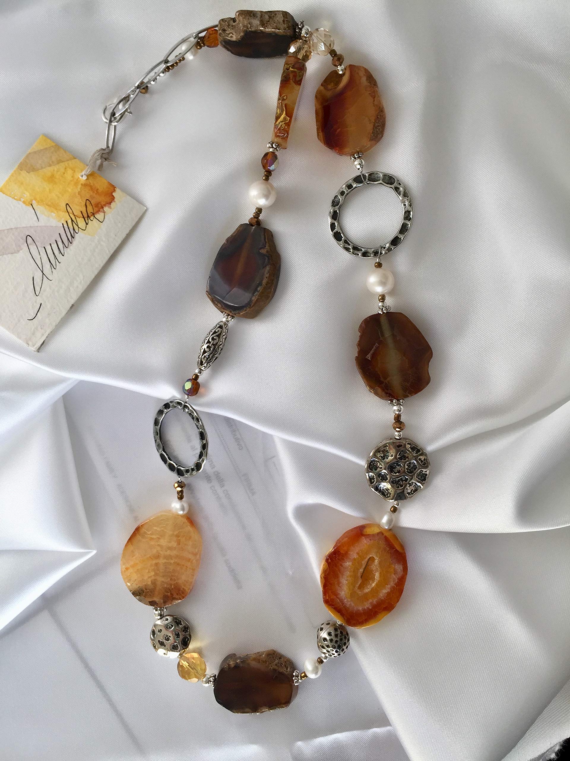 Collana lunga Donna in Pietre Dure "Zafferana", regolabile