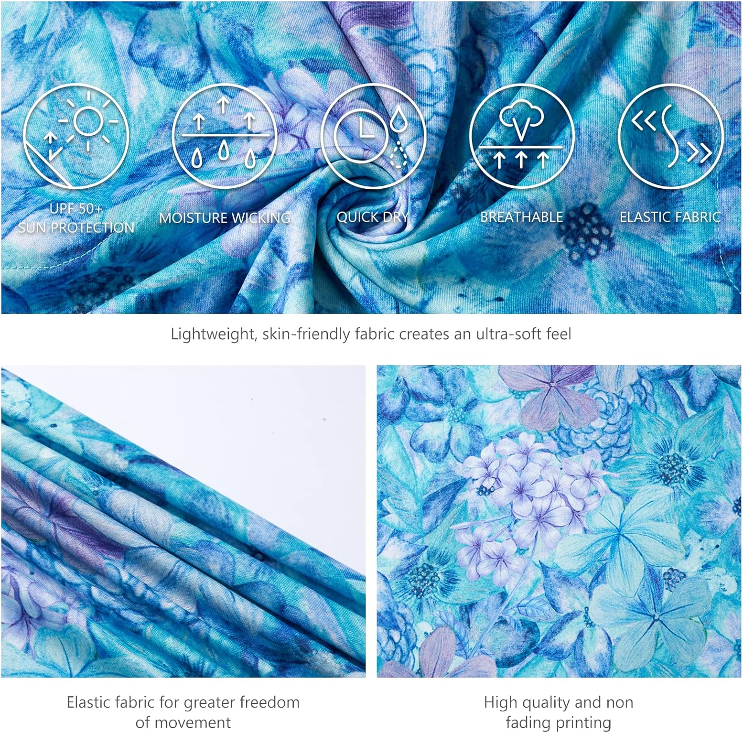 Lightbare Women’s 3/4 Sleeve Dress with Pockets UPF 50+ Casual Sun Dress Breathable Quick Dry for Beach Hiking Outdoors Party - Image 4