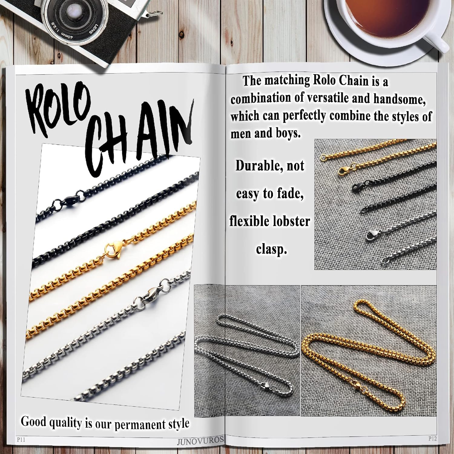 JUNOVUROS Cross Pendant Necklace for Men, Jesus Christ 316L Stainless Steel 20 to 28 In Rolo/24 In Byzantine Chain, 2 Sizes of Religious Jewelry with Silver/Gold/Black/Multicolor - Image 7