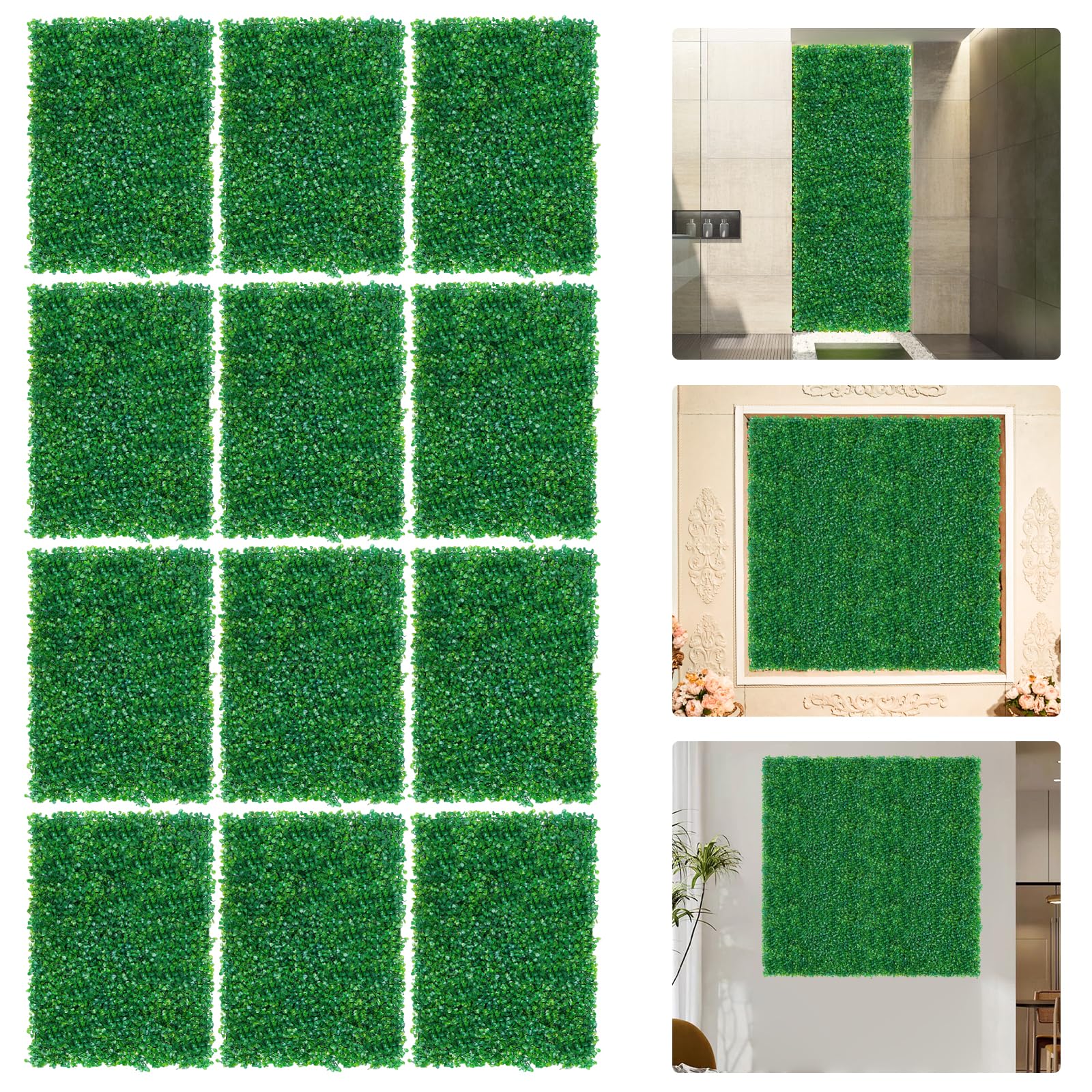 Künstliche Graswand Hintergrund 12er Set Innenkunstdekoration Grüne Wand Pflanzenwand Kann für Wohnzimmer, Schlafzimmer, Studie Verwendet Werden