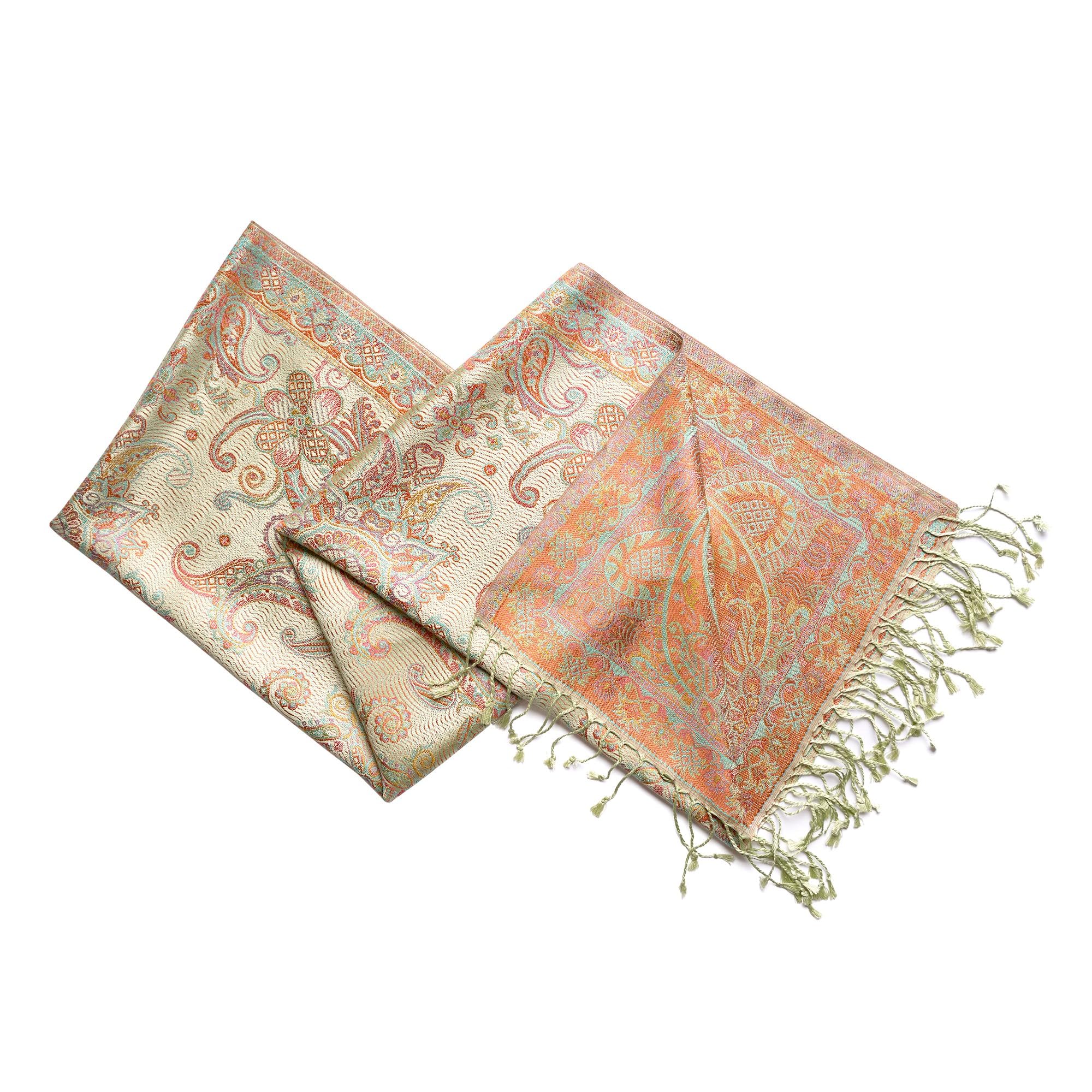 Sciarpa di seta paisley gialla e arancione metallizzata, sciarpa leggera, sciarpa da donna, regalo per lei, sciarpa a spalla, sciarpa primaverile, sciarpa estiva, Giallo e arancione., W: 54cm