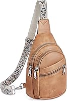 Vista 8 de Telena Bolso bandolera para mujer, bolso cruzado para mujer, cangurera de cuero vegano con correa ajustable