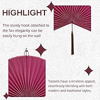 Vista 9 de ChumDecor Fan Wall Decor,Large Bamboo Fan Wall Art For Boho Hanging Headboard,Decorative Folding Fan For Over Bed Decorations, (Pink, 40inch)