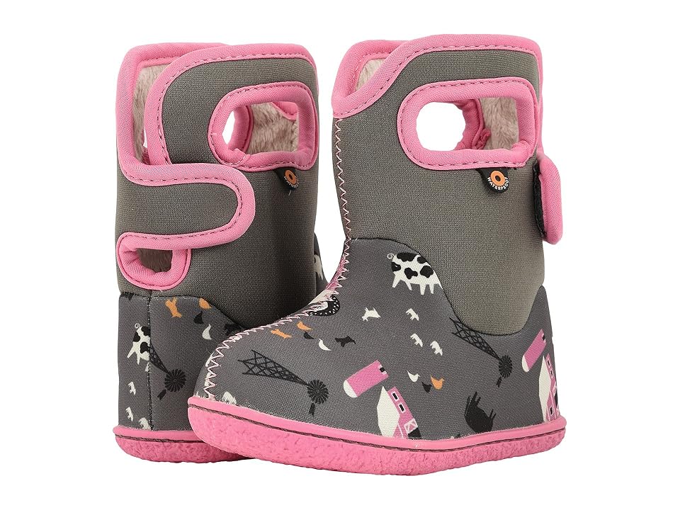 

Bogs Kids Baby Bogs Farm (Toddler) (Gray Multi) Girl's Shoes