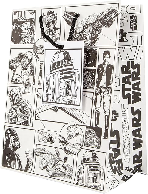 Hallmark Medium Gift Bag - Black & White Star Wars R2-D2 Design