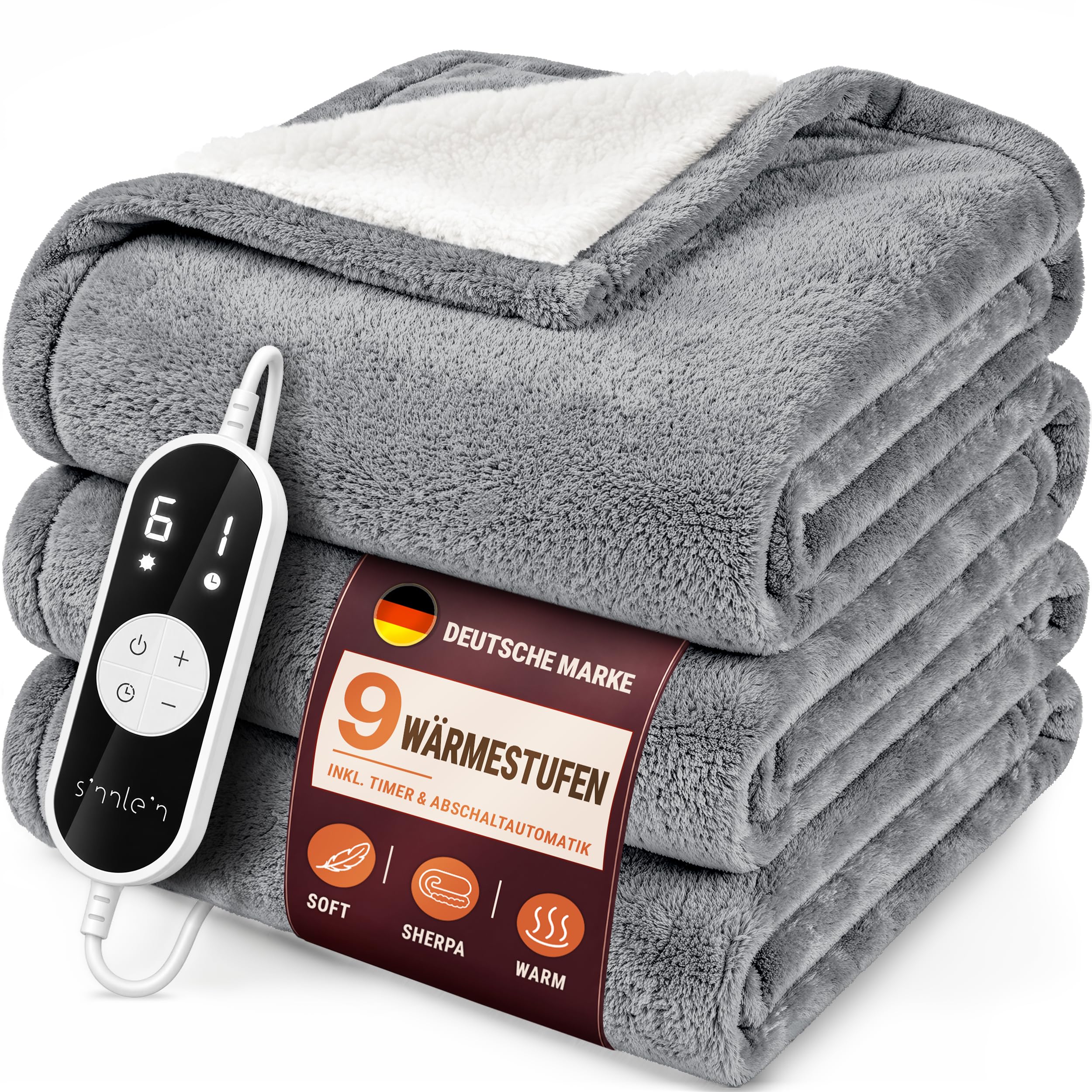 sinnlein® Heizdecke 200x180cm mit Abschaltautomatik | Wärmedecke elektrisch