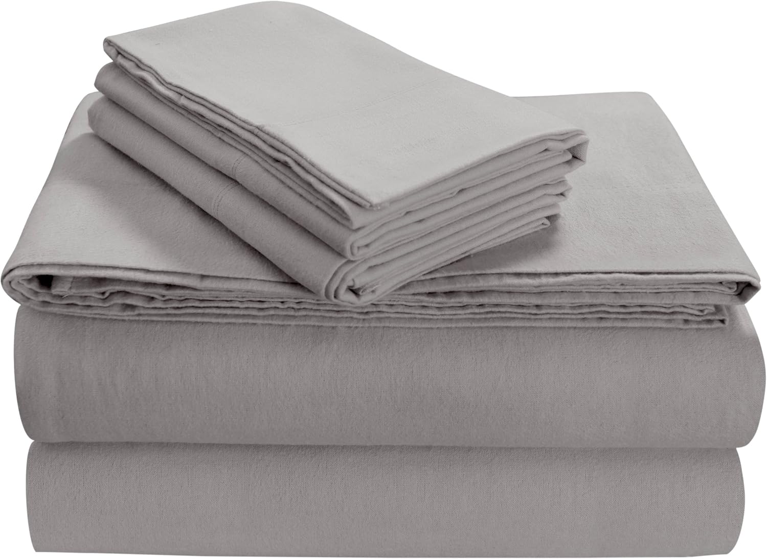 Tribeca Living FL170EDPCSTPL Soft 170-GSM Cotton Flannel Pillowcases,Silver Grey,Standard