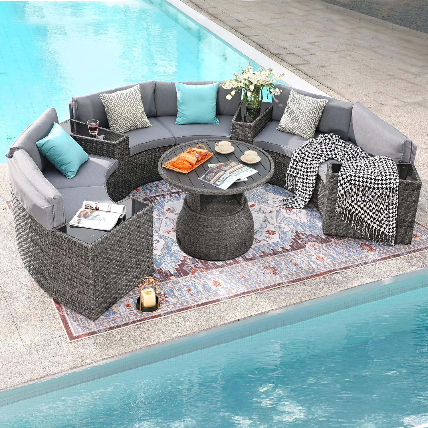 SUNSITT Outdoor Patio Furniture 11Piece HalfMoon